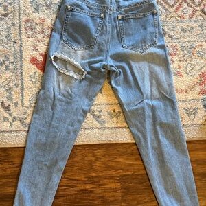 Light Blue Distressed High-Waisted Jeans